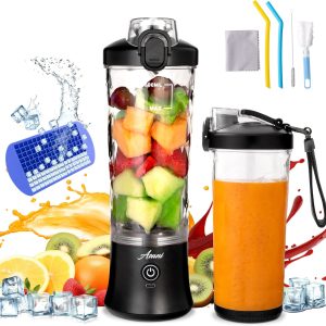 Asani Portable Personal Hand Blender for Smoothies and Shakes with Travel Cup 20oz Leak-proof Small Juice Blender Bottle - USB Rechargeable Mini Juicer Drink Blender for Gym, Office, & Kitchen