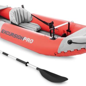 Excursion Pro Inflatable Kayak Series: Includes Deluxe 86in Kayak Paddles and High-Output Pump – SuperTough PVC – Adjustable Bucket Seat – Fishing Rod Holders – Grab Handles